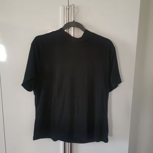 Plus Cropped Black Turtleneck Top